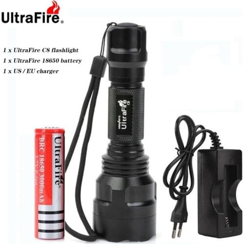UltraFire LED Flashlight XML-T6 Lantern Tactical Flashlight 1/5 Mode Waterproof Torch 18650 Battery
