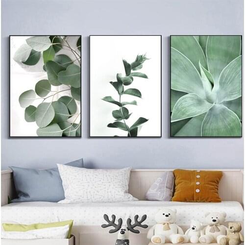 Green Plant Abstract Lines Vintage Poster Nordic Posters And Prints Wall Art Canvas Painting Wall Pictures For Living Room Decor