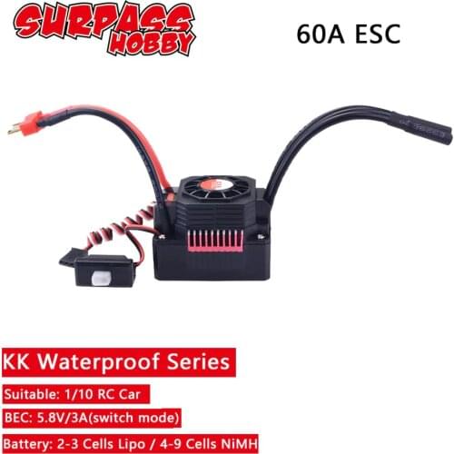 SURPASS HOBBY Waterproof Sensorless Brushless ESC 60A Speed Controller for 1/10 RC Car Truck Control Car Toys for Children