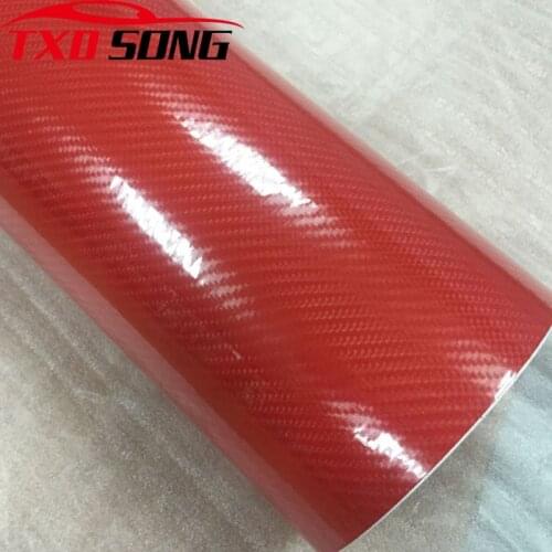 High quality Car Styling high glossy Red 5D carbon fiber vinyl film carbon fiber car wrap sheet Roll film tool Car sticker Decal