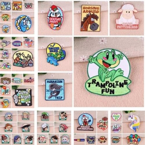 Cartoon combination high-end burned edge embroidery patch DIY iron decoration accessories on childrens clothes and hats