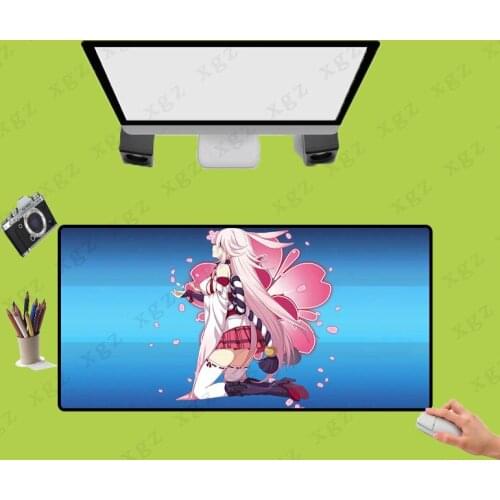 XGZ Best Anime Pink Long-haired Girl Black Lock Edge Mouse Pad Desktop Non-slip Mousepads Support Custom Keyboard Desk Mat