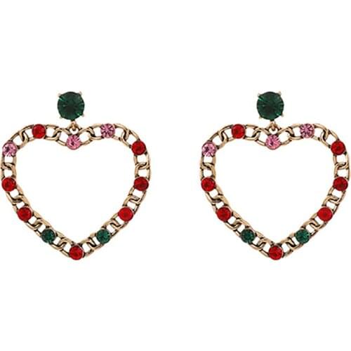 ZHINI Exaggerated Fashion Crystal Heart Dangle Earrings for Women Simple Big Hollow Statement Earring Jewelry 2020 brincos