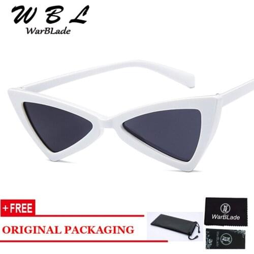 WarBLade 2019 High Quality Vintage Small Cat Eye Sunglasses Women Brand Designer Triangle Personality Exaggerated Ladies Glasses