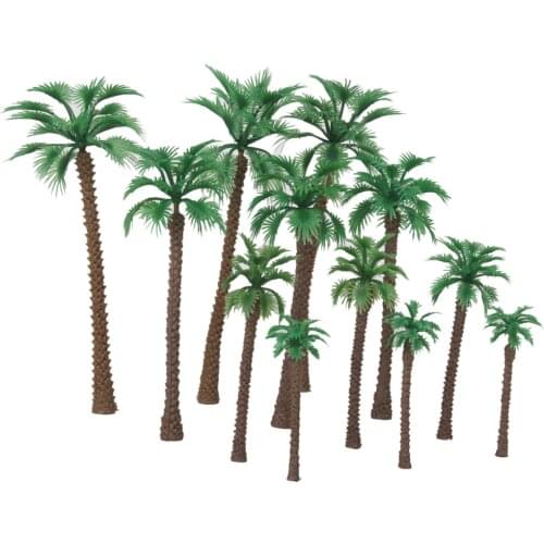 12pcs Model Palm Tree 6-14cm Train Railroad Architecture Diorama HO N Z Scale for DIY Crafts or Building Models