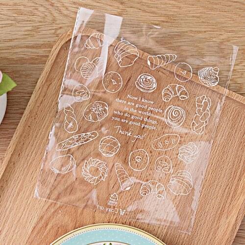 200pcs Bread Packaging Plastic Bags DIY Candy Cookies Transparent Cellophane Bag Wedding Birthday Party Decoration Bags Gift Bag