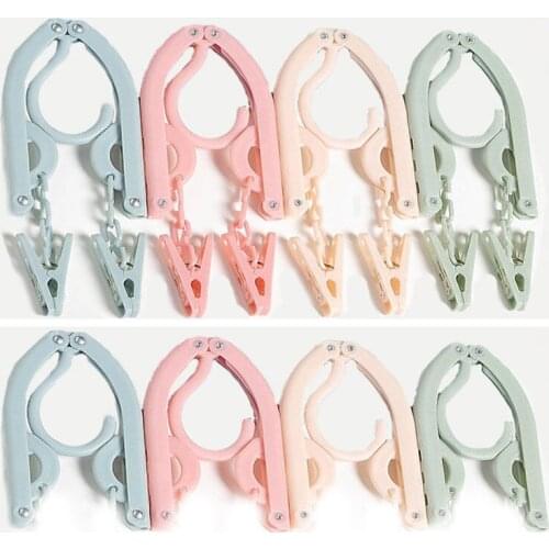 4 Pcs Folding Hanger with Clip Student Dormitory Clothes Artifact Outdoor Portable Small Drying Rack