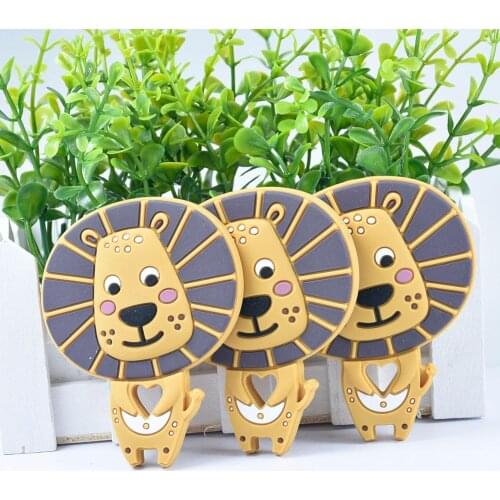 5/10pc Silicone Teether Lion Shape Newest Animals Lion Teether For Teeth DIY Teething Pacifier Clips Food Grade Tiny Rod
