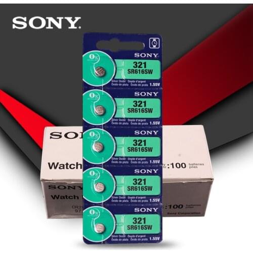 50pcs Sony 100% Original 321 SR616SW 1.55V Silver Oxide Watch Battery SR616SW 321 Button Coin Cell MADE IN JAPAN