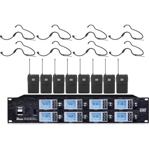 8 Channels UHF Wireless Headset Microphone mic system