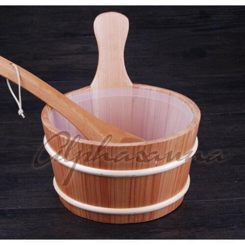 Free shipping 4L Red Cedar Bucket Pail and Ladle combined with Insert Wholesaler, Sauna accessories factory supply