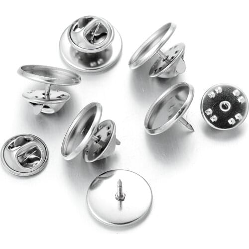 10pcs Lot Stainless Steel Brooch Pins Blank Base for Badges Cabochon Trays Holder Bezel for Diy Jewelry Making Supplie 20 25mm