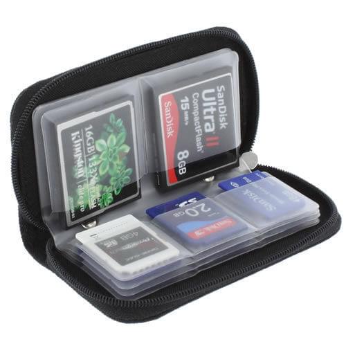 Black 22 SDHC MMC CF Micro SD Memory Card Storage Carrying Zipper Pouch Case Protector Holder Bag