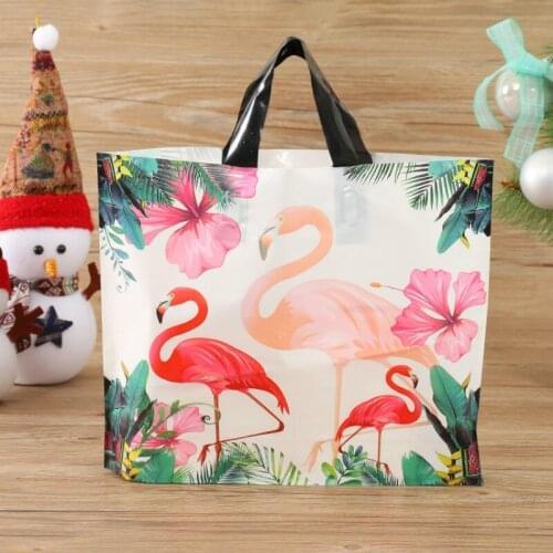 PE flower flamingo clothing gift bag clothing bag family storage shopping supplies