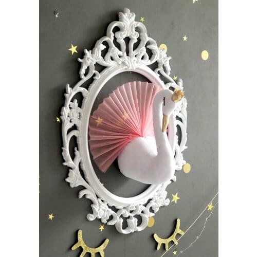 Baby Room Nursery Decor Animal Head Wall Mount Hanging Stuffed Animals Wall Decoration Swan Toys Dolls Girls Bedroom Accessories