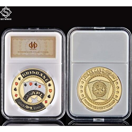 Welcome to Las Vegas Table Game Poker Card Guard Token Brisbane Playapl Poker Coin W/ Acrylic Capsule