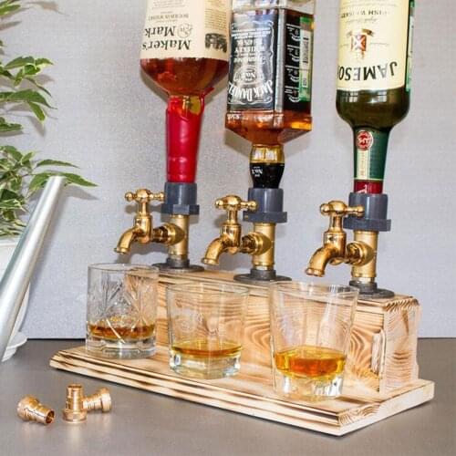 Fathers Day Whiskey Dispenser Wood Faucet Shape Dispenser for Party, Bar, Beverage Station