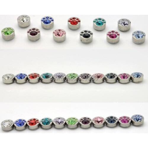 Hot Sale! Free Shipping! 8mm palm Shape Crystal titanium steel Men Women stud magnetic earrings 11 colors