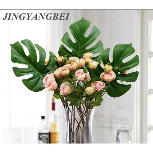 Real touch artificial turtle back leaves simulation green plant leaf 1pc 60cm wedding decoration home garden flower accessories