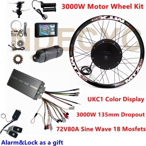 135mm dropout 90-100km/h 72v 3000W Rear wheel Motor Electric Bike Kit Electric Bicycle Conversion Kit