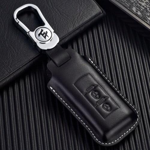 Leather Key Case for Mitsubishi Outlander RVR Montero New Eclipse Cross ASX Keyless Entry Smart Remote Control Key Fob Cover