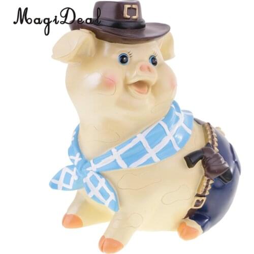 MagiDeal Creative Resin West Cowboy Saving Money Piggy Bank Coin Box Desktop Ornament