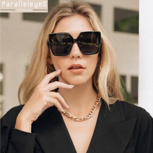 Oversized Square Sunglasses for Women Horned Rim Thick Sun Glasses Trendy Black Modern Hipster Fashion Shades Steampunk Style