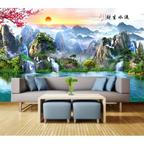Custom wallpaper 3d murals beautiful water and wealth large landscape painting living room bedroom wall papers home decor обои