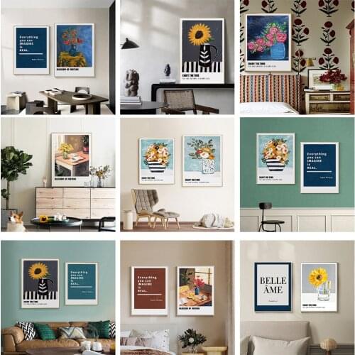 Simple northern Europe abstract wild beast Matisse small fresh flowers dining room decoration picture printing