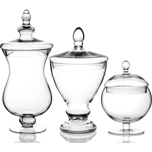 European-Style Transparent Glass Candy Jar With Lid Food Storage Tank Wedding Gifts