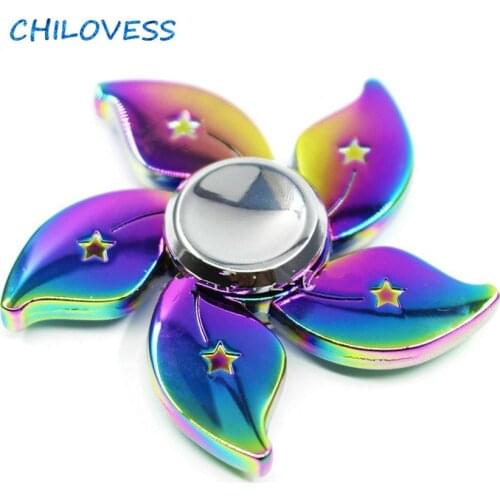 Rainbow EDC Zinc Alloy Hand Spinner Flowers Fidget Spinner Finger Metal UFO Finger spinner Anxiety Stress Toy Gift