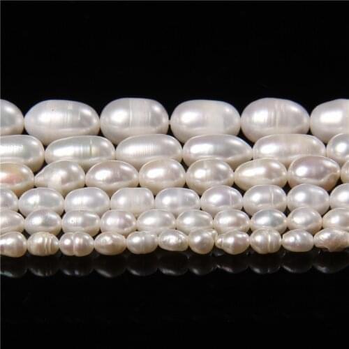 Various Size Natural White Pearl Beads Rice Spacer Loose Bead For Jewelry Making Diy Necklace Bracelet Charm Jewelry Finding 14"