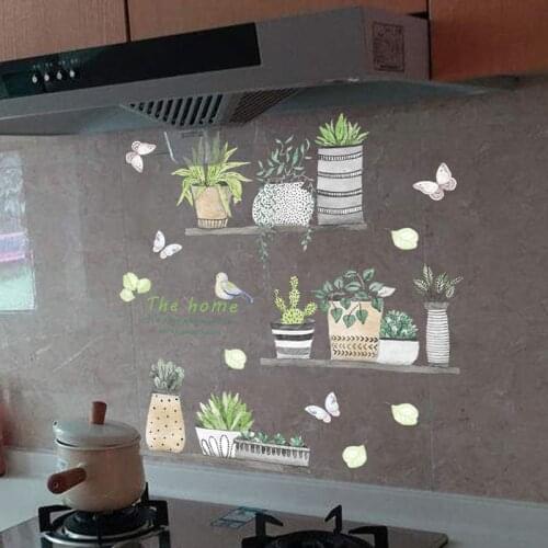 Garden Potted Plant Bonsai Flower Wall Stickers for Home Decor Living Room Kitchen PVC DIY Wall Decals Mural Room Decoration