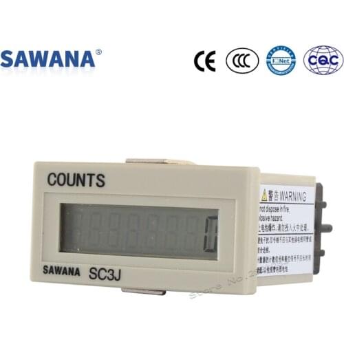 LCD Counter with power no voltage DC5-30V 100-240VAC SC3J8 timer 8 digit counter 0-99999999 counts DIN 48*24