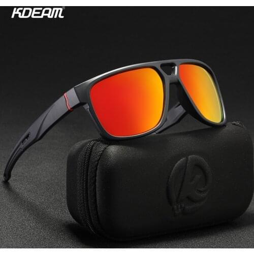 KDEAM Polarized Sport Sunglasses Square UV400 Mirror Shades UV400 Brand Design Driving Sun Glasses With Free Box