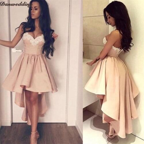 Modern Simple Sweetheart-Neck Homecoming dresses High Low Lace Applique Short Graduation dress Beautiful Girl Party Gowns