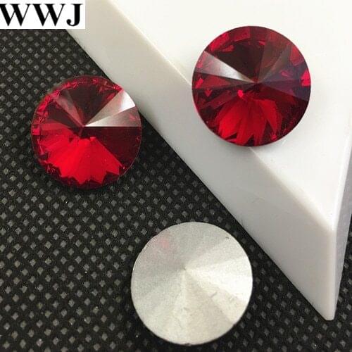 Siam red Color Rivoli Crystal Fancy Stone Point Back Glass Stone For Jewelry Making 6mm 8mm 10mm 12mm 14mm 16mm 18mm