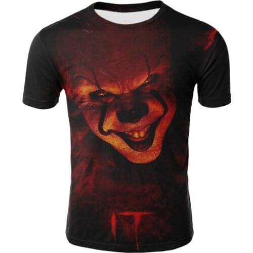 Horror Movie It Penny Wise Clown Joker 3D Print Tshirt Men/Women Hip Hop Streetwear Tee T shirt Clothes men