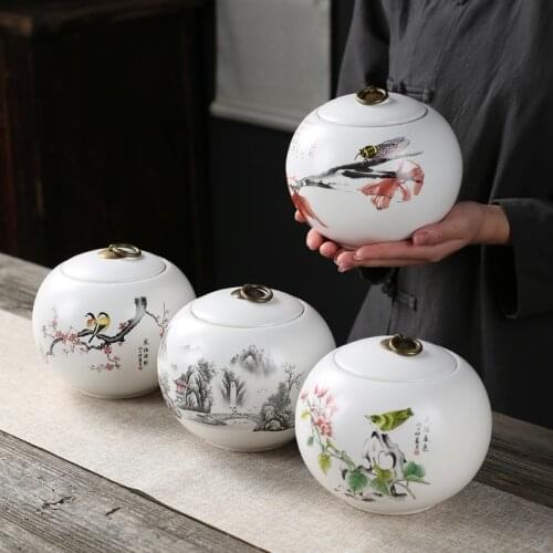 Vintage Golden Stroke Ceramic Storage Tank Moisture Seal Coffee Bean Tea Candy Biscuits with Cover Home Kitchen Storage Tank