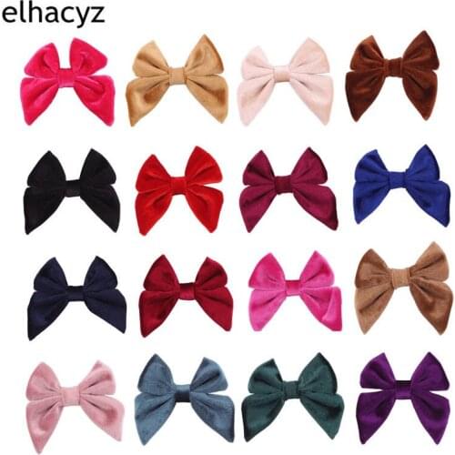 20pcs/lot Velvet 3.5'' Hair Bow with/without Clip Women lassical Photography For Kids Hairclip Hairband Hair Accessories