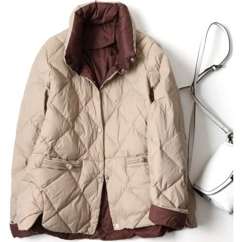 2021 New Winter Women White Duck Down Short Coat Casual Single Breasted Warm Puffer Jacket Windproof Loose Parkas