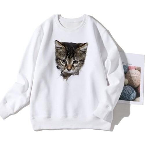 Kawaii Harajuku Animal Hoodie Women Ullzang Cute Cat Graphic Crewneck 90s Hoody Female Long Sleeve The Comfy Vogue Sweatshirt