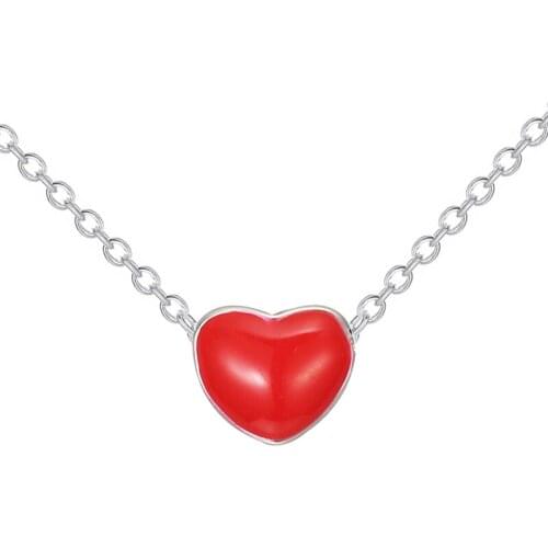 925 Sterling Silver Red Heart Love Pendant Necklace Fine Jewelry for Women Gift Simple Fashion Wholesale Fine Jewelry