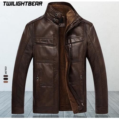 Winter Leather Jacket Men Coats 5XL Brand High Quality Fleece PU Outerwear Men Business Brand Faux Fur Male Polit Jacket AF301