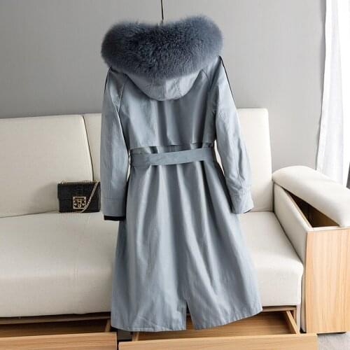 2020 Coat Female Real Rabbit Liner Warm Parka Winter Jacket Women Fox Fur Collar Korean Long Jackets MY4074