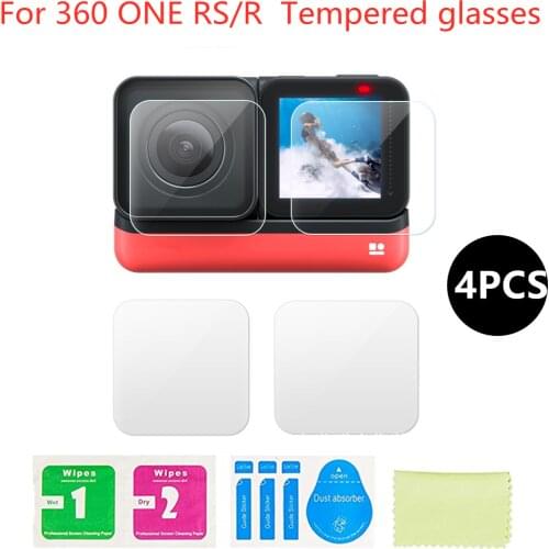 4Pcs Insta360 ONE R Twin Edition Tempered glasses Insta 360 ONE R 4k wide angle Camera Len Film Glass Protection Accessories