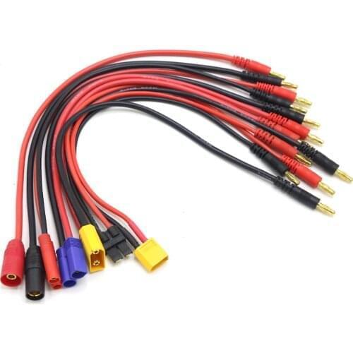 5pcs Battery Charger Cable 4.0mm Banana Connector To Amass MPX AS150 XT90 TRX XT60 EC5 12AWG Silicone 30CM For Imax B6 B6AC B8