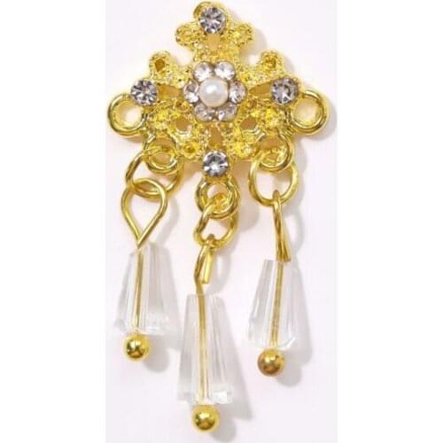 50Pcs/17mm Floral + Crystal Nail Dangle nail charms Jewelry Decoration Parts Nail Art Charm Stone Parts, 7 Types (10x17mm/)