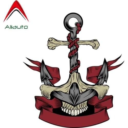 Aliauto Interesting Decorative Skull Anchor PVC Personality Motorcycle Automobile Sticker Reflective Creative Decals,15cm*13cm