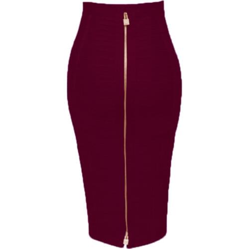 Free Shipping Plus Size XL XXL Summer Fashion Sexy Zipper Bandage Skirt 2021 Designer A Line Bodycon Pencil Skirt Faldas 58cm